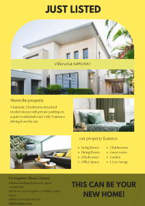 Cream Green Modern Minimalist Just Listed Real Estate Flyer