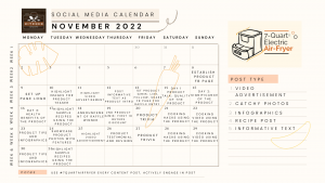 Social Media Calendar - Air-Fryer